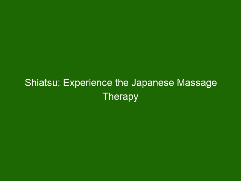 Shiatsu Experience The Japanese Massage Therapy To Rejuvenate Your